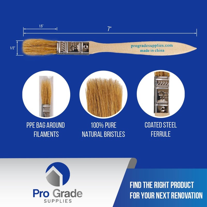 Pro-Grade Pro Grade - Chip Paint Brushes - 96 Ea 1/2 Inch Chip Paint Brush Light Brown - Image 2